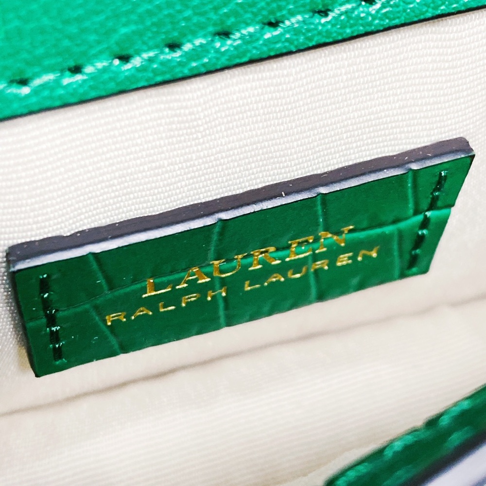 SOLD Lauren Ralph Lauren Mason Croc Satchel Green - Picture 8 of 14